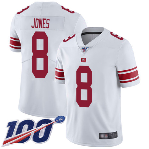 Men New York Giants #8 Daniel Jones White Vapor Untouchable Limited Player 100th Season Football NFL Jersey->new york giants->NFL Jersey
